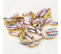 Strass da cucire, Incastonatura di strass in vetro a goccia in ottone, pietra da cucire, 4x15 mm, multicolore, confezione da 20(Gold Violet Light,4x15mm -20pcs)
