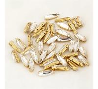 Strass da cucire, Incastonatura di strass in vetro a goccia in ottone, pietra da cucire, 4x15 mm, multicolore, confezione da 20(Gold Crystal,4x15mm -500pcs)
