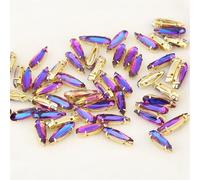 Strass da cucire, Incastonatura di strass in vetro a goccia in ottone, pietra da cucire, 4x15 mm, multicolore, confezione da 20(Gold Purple Light,4x15mm -20pcs)