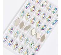 Strass da cucire, Strass di cristallo con retro piatto a forma occhio cavallo(Ab Color,9x18mm 36pcs)