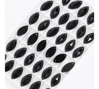 Strass da cucire, Strass di cristallo con retro piatto a forma occhio cavallo(Black,9x18mm 36pcs)