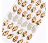 Strass da cucire, Strass di cristallo con retro piatto a forma occhio cavallo(Gold,6x12mm 72pcs)