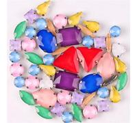 Strass da cucire, Strass in vetro da cucire con incastonatura ad artiglio in argento, viola AB, 11 forme miste, confezione 50 pezzi(Jelly candy mix 50Pcs)