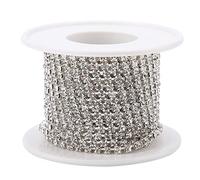 Strass di, catena chiusa da 5 metri, catena a tazza, fascia per torta nuziale, strass per decorazioni fai da te, artigianato di cucito (Argento)