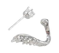 Strass di cristallo scintillanti ala orecchio osso unghie cartilagine orecchino elegante gioielli accessorio per le donne usura del partito lega orecchio osso chiodo, Misura unica, come descritto