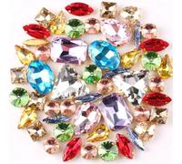 Strass di vetro, Cristalli di vetro con strass da cucire, incastonatura artigli in, confezione 50, forme miste, stili multipli(Light colors mix)