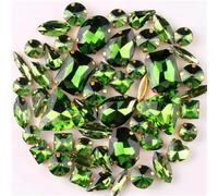 Strass di vetro, Cristalli di vetro con strass da cucire, incastonatura artigli in, confezione 50, forme miste, stili multipli(Olivine)