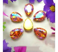 Strass di vetro, Cristalli di vetro strass da cucire, perline , cristalli , incastonatura a forma goccia d'acqua, multicolore, varie misure, confezione oltre 1500 pezzi(13x18mm 20pcs A12 Lt peach AB)