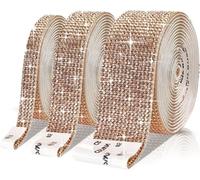 strass diamantati Rotolo di cristalli, Nastro autoadesivo con strass adesivo da 1 iarda 90 cm multicolore, dimensioni multiple for fai te(Champagne,6 Row (13mm))