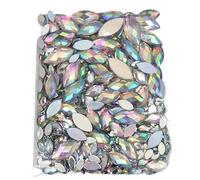 Strass Hotfix piatti per nail art, Nail art termoadesiva con cristallo acrilico AB a forma di occhio strass sul retro piatto 2x4-7x15mm 600 pezzi(2x4mm 400pcs)