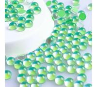 Strass in vetro con retro piatto, lacrime di sirena, perline rotonde 3D colorate, glitter, cristalli, accessori fai da te per nail art e abbigliamento - verde moka - SS20-1440 pezzi