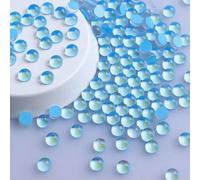 Strass in vetro con retro piatto, lacrime di sirena, varie dimensioni, perline rotonde 3D colorate, glitter, cristalli, nail art, accessori fai da te per indumenti, moka, blu chiaro, SS12, 1440 pezz