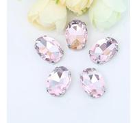 Strass in vetro di forma ovale con artiglio da cucire su pietra di cristallo strass diamante base metallica fibbia per abiti-rosa-13x18mm 20 pezzi