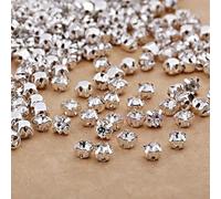 Strass in vetro di forma rotonda con artiglio da cucire su pietra di cristallo strass diamante base in metallo fibbia per vestiti 14 colori a scelta-Clear Crystal-4mm 200 pezzi