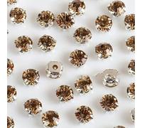 Strass in vetro di forma rotonda con artiglio da cucire su pietra di cristallo strass diamante base in metallo fibbia per vestiti 14 colori a scelta-Topazio chiaro-4mm 200 pezzi