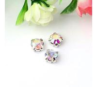 Strass in vetro di forma rotonda con artiglio da cucire su pietra di cristallo strass diamante base in metallo fibbia per vestiti 14 colori a scelta-Crystal AB-4mm 200 pezzi