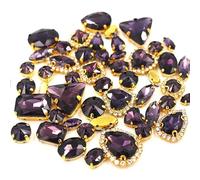 Strass in vetro Incastonatura a griffe Strass in vetro Mix di dimensioni e forme Multicolore Accessori for abbigliamento da cucito Fai da te(Deep Purple)