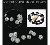 Strass Perline Distanziatori Argento 6mm 10mm Rotondo Metallo Creazione Gioielli