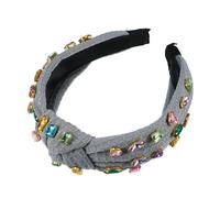 Strass Retrò Annodato Fascia per capelli, per Ragazza Donna, Blu 5.12"x1.26"