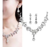Strass Set Gocce Matrimonio Sposa Gioielli Collier Collana Orecchini a Farfalla