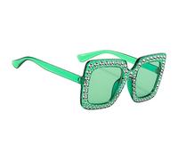 Strass-Sonnenbrillare Für Damen - Glitter Sonnenbrillare - Modische Sonnenbrillare Für Damen, Übergroße Bling-Sonnenbrillare Mit Quadratischem Rahmen, Sommeraktivität | Strass-Sonnenbrillare, verde