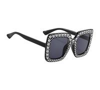 Strass-Sonnenbrillare Für Damen - Glitter Sonnenbrillare - Modische Sonnenbrillare Für Damen, Übergroße Bling-Sonnenbrillare Mit Quadratischem Rahmen, Sommeraktivität | Strass-Sonnenbrillare, nero