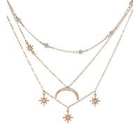 Strass Stella Luna Pendente a più Strati Collana Charm per Donna Accessori Gioielli Regalo Oro Economico e Resistente Fashion Processing