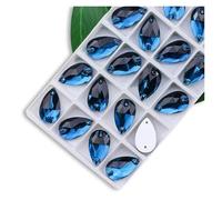 Strass Strass da cucire di tutte le dimensioni, colori Crystal AB, gocce popolari, pietre cristallo a 2 fori, vestiti fai te, scarpe sposa(Peacock blue,7x12mm 72pcs)