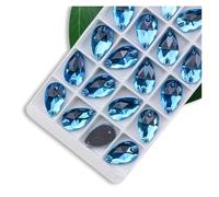 Strass Strass da cucire di tutte le dimensioni, colori Crystal AB, gocce popolari, pietre cristallo a 2 fori, vestiti fai te, scarpe sposa(Aquamarine,7x12mm 72pcs)