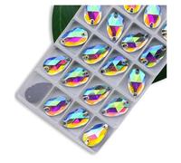 Strass Strass da cucire di tutte le dimensioni, colori Crystal AB, gocce popolari, pietre cristallo a 2 fori, vestiti fai te, scarpe sposa(Crystal AB,11x18mm 28pcs)