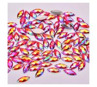 Strass, strass di cristallo, Strass da cucito rosa AB con retro piatto, occhio di cavallo, perline cristallo sciolte, pietra for ricamo(Red AB)