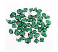 Strass Termoadesivi 100 pezzi di strass forme miste, glitter, cristallo acrilico, da cucire, piatti, pietra for fai te, vestiti, perline(Emerald)