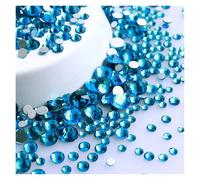 Strass Termoadesivi Mix di dimensioni, strass rotondi glitterati, fondo argentato, non hotfix, piccole, cristalli for nail art, decorazioni for vestiti Strass Decorativi(Capri Blue)