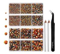 Strass Termoadesivi per Tessuti,Strass Hotfix Arancioni AB per Artigianato e Abbigliamento,5 Misure Miste,Cristalli Termoadesivi con Kit Pinzetta e Matita di Cera,SS6-SS30,Giacinto AB