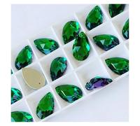 Strass Termoadesivi Pietre di cristallo vetro da cucire a forma goccia, for, ricamare Strass Decorativi(Emerald,13x22mm 12Pcs)