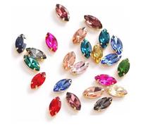 Strass Termoadesivi Strass colorati da cucire a forma di occhio cavallo con artiglio dorato, pietra cristallo for accessori abbigliamento per Tessuti(Mix Colors,4X8mm 50pcs)