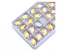 Strass Termoadesivi Strass da cucire di tutte le dimensioni, colori Crystal AB, gocce popolari, pietre cristallo a 2 fori, vestiti fai te, scarpe sposa per Tessuti(Lt.peach AB,7x12mm 72pcs)