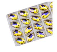 Strass Termoadesivi Strass da cucire di tutte le dimensioni, colori Crystal AB, gocce popolari, pietre cristallo a 2 fori, vestiti fai te, scarpe sposa per Tessuti(Topaz AB,7x12mm 72pcs)