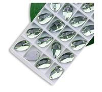 Strass Termoadesivi Strass da cucire di tutte le dimensioni, colori Crystal AB, gocce popolari, pietre cristallo a 2 fori, vestiti fai te, scarpe sposa per Tessuti(Lt.peridot,7x12mm 72pcs)
