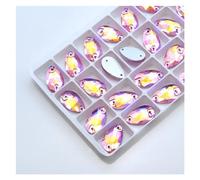 Strass Termoadesivi Strass da cucire di tutte le dimensioni, colori Crystal AB, gocce popolari, pietre cristallo a 2 fori, vestiti fai te, scarpe sposa per Tessuti(Light Rose AB,7x12mm 72pcs)