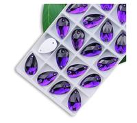 Strass Termoadesivi Strass da cucire di tutte le dimensioni, colori Crystal AB, gocce popolari, pietre cristallo a 2 fori, vestiti fai te, scarpe sposa per Tessuti(Vitrail Medium,7x12mm 72pcs)