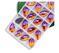 Strass Termoadesivi Strass da cucire di tutte le dimensioni, colori Crystal AB, gocce popolari, pietre cristallo a 2 fori, vestiti fai te, scarpe sposa per Tessuti(Hyacinth ab,7x12mm 72pcs)