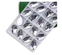 Strass Termoadesivi Strass da cucire di tutte le dimensioni, colori Crystal AB, gocce popolari, pietre cristallo a 2 fori, vestiti fai te, scarpe sposa(Clear Crystal,17x28mm 12pcs)