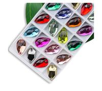 Strass Termoadesivi Strass da cucire di tutte le dimensioni, colori Crystal AB, gocce popolari, pietre cristallo a 2 fori, vestiti fai te, scarpe sposa per Tessuti(Mix color,7x12mm 72pcs)