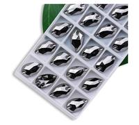 Strass Termoadesivi Strass da cucire di tutte le dimensioni, colori Crystal AB, gocce popolari, pietre cristallo a 2 fori, vestiti fai te, scarpe sposa per Tessuti(Gray Hematite,7x12mm 72pcs)