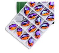 Strass Termoadesivi Strass da cucire di tutte le dimensioni, colori Crystal AB, gocce popolari, pietre cristallo a 2 fori, vestiti fai te, scarpe sposa per Tessuti(Smoke topaz AB,7x12mm 72pcs)