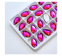 Strass Termoadesivi Strass da cucire di tutte le dimensioni, colori Crystal AB, gocce popolari, pietre cristallo a 2 fori, vestiti fai te, scarpe sposa(Lt.siam AB,17x28mm 12pcs)