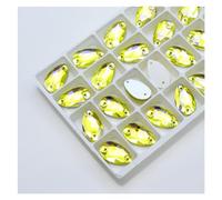 Strass Termoadesivi Strass da cucire di tutte le dimensioni, colori Crystal AB, gocce popolari, pietre cristallo a 2 fori, vestiti fai te, scarpe sposa per Tessuti(Citrine AB,7x12mm 72pcs)