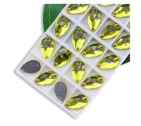 Strass Termoadesivi Strass da cucire di tutte le dimensioni, colori Crystal AB, gocce popolari, pietre cristallo a 2 fori, vestiti fai te, scarpe sposa per Tessuti(Citrine,7x12mm 72pcs)