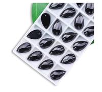 Strass Termoadesivi Strass da cucire di tutte le dimensioni, colori Crystal AB, gocce popolari, pietre cristallo a 2 fori, vestiti fai te, scarpe sposa per Tessuti(Jet,7x12mm 72pcs)